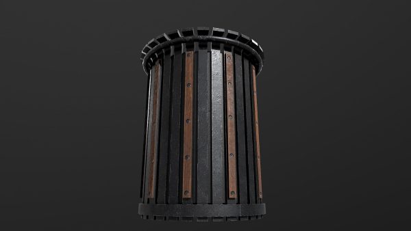 PBR Black Metal Trashbin