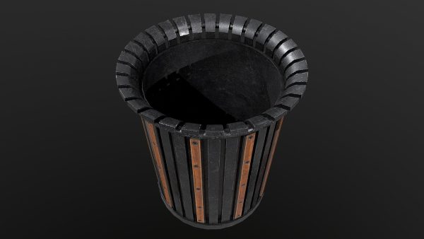 PBR Black Metal Trashbin