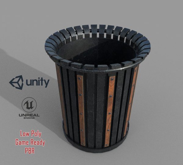 PBR Black Metal Trashbin