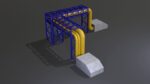 PBR Industrial Pipe Bridge Game Ready Modular Element 3D Model