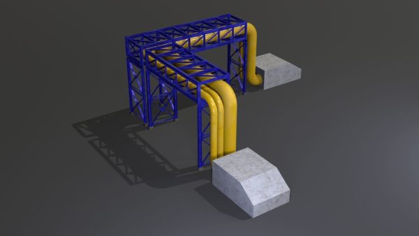 PBR Industrial Pipe Bridge Game Ready Modular Element 3D Model