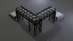 PBR Industrial Pipe Bridge Game Ready Modular Element 3D Model