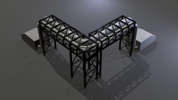 PBR Industrial Pipe Bridge Game Ready Modular Element 3D Model