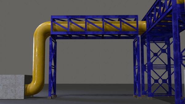 PBR Industrial Pipe Bridge Game Ready Modular Element 3D Model