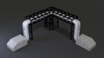 PBR Industrial Pipe Bridge Game Ready Modular Element 3D Model