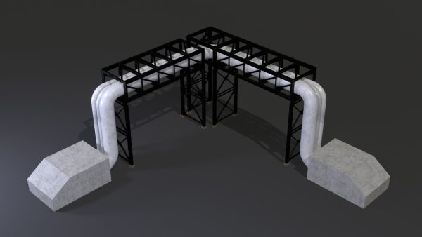 PBR Industrial Pipe Bridge Game Ready Modular Element 3D Model