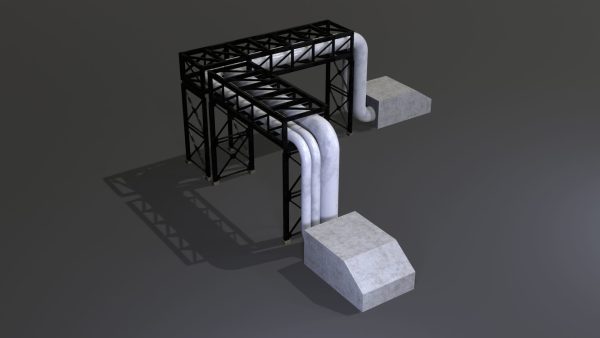 PBR Industrial Pipe Bridge Game Ready Modular Element 3D Model