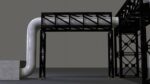 PBR Industrial Pipe Bridge Game Ready Modular Element 3D Model