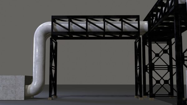 PBR Industrial Pipe Bridge Game Ready Modular Element 3D Model