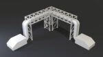 PBR Industrial Pipe Bridge Game Ready Modular Element 3D Model