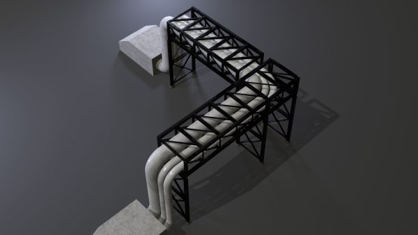 PBR Industrial Pipe Bridge Game Ready Modular Element 3D Model
