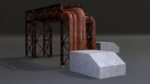 PBR Industrial Pipe Bridge Game Ready Modular Element 3D Model