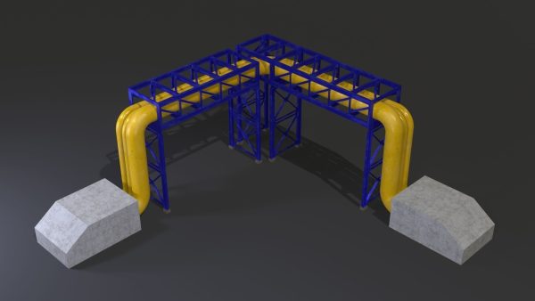 PBR Industrial Pipe Bridge Game Ready Modular Element 3D Model