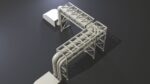 PBR Industrial Pipe Bridge Game Ready Modular Element 3D Model