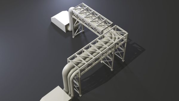 PBR Industrial Pipe Bridge Game Ready Modular Element 3D Model