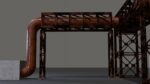 PBR Industrial Pipe Bridge Game Ready Modular Element 3D Model