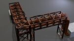 PBR Industrial Pipe Bridge Game Ready Modular Element 3D Model