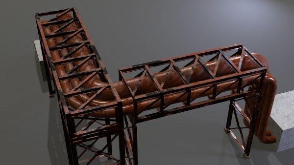 PBR Industrial Pipe Bridge Game Ready Modular Element 3D Model
