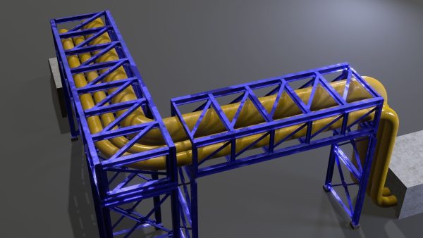 PBR Industrial Pipe Bridge Game Ready Modular Element 3D Model