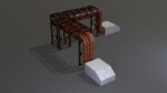 PBR Industrial Pipe Bridge Game Ready Modular Element 3D Model