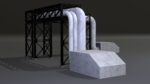 PBR Industrial Pipe Bridge Game Ready Modular Element 3D Model