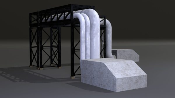 PBR Industrial Pipe Bridge Game Ready Modular Element 3D Model