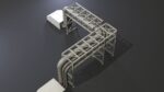 PBR Industrial Pipe Bridge Game Ready Modular Element 3D Model