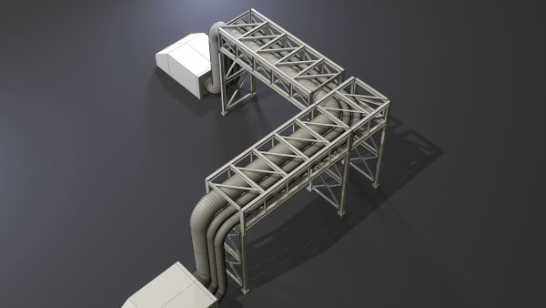 PBR Industrial Pipe Bridge Game Ready Modular Element 3D Model
