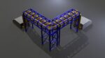 PBR Industrial Pipe Bridge Game Ready Modular Element 3D Model