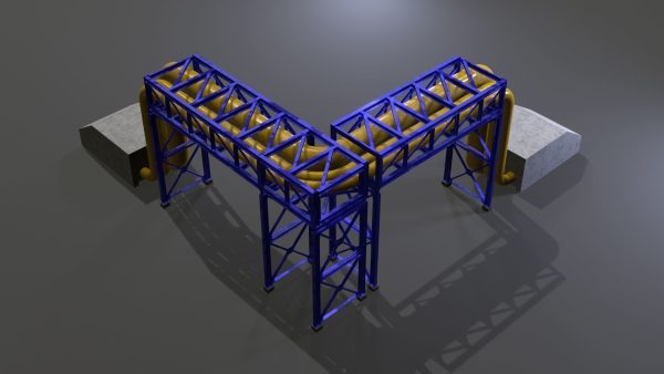 PBR Industrial Pipe Bridge Game Ready Modular Element 3D Model