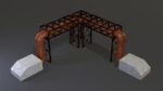 PBR Industrial Pipe Bridge Game Ready Modular Element 3D Model