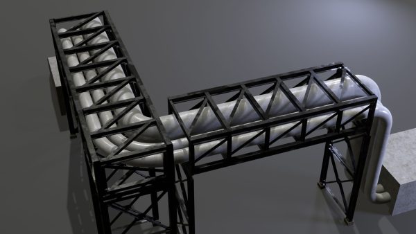 PBR Industrial Pipe Bridge Game Ready Modular Element 3D Model