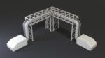 PBR Industrial Pipe Bridge Game Ready Modular Element 3D Model