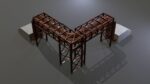 PBR Industrial Pipe Bridge Game Ready Modular Element 3D Model