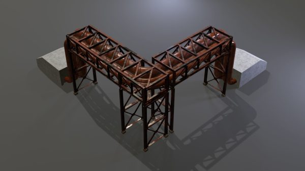 PBR Industrial Pipe Bridge Game Ready Modular Element 3D Model