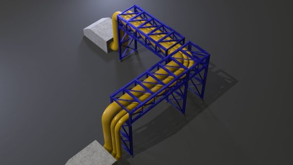PBR Industrial Pipe Bridge Game Ready Modular Element 3D Model