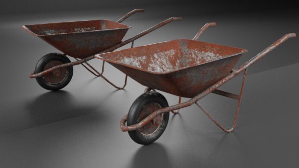 pickaxe shovel wheelbarrow