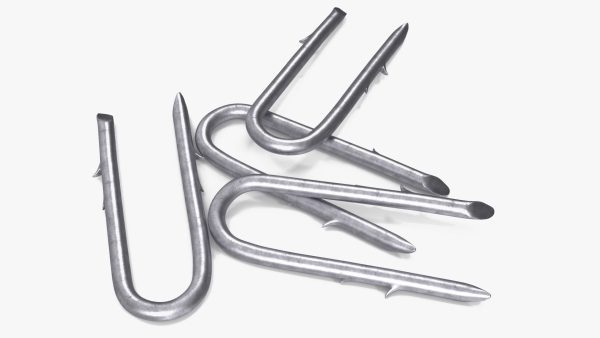 Pile of U-type Flat Head Nails Double Barbed
