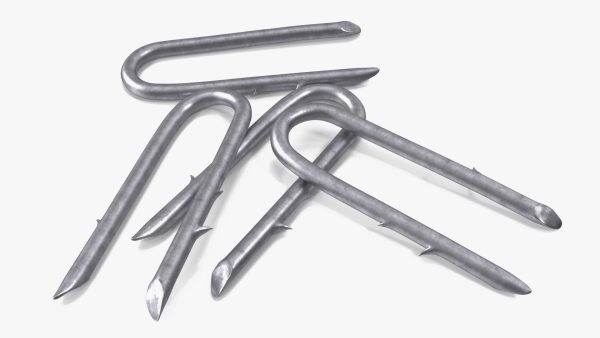 Pile of U-type Flat Head Nails Double Barbed