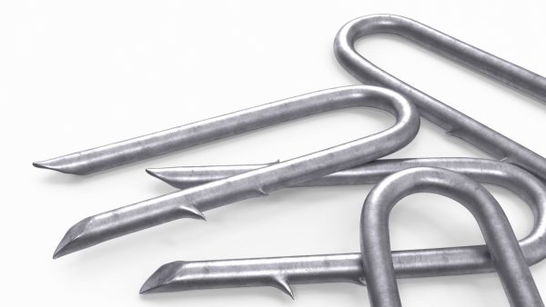 Pile of U-type Flat Head Nails Double Barbed