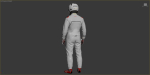 Pilot man in racing suit on metal ball