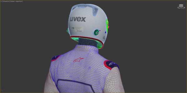 Pilot man in racing suit on metal ball