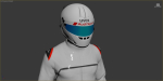 Pilot man in racing suit on metal ball