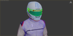 Pilot man in racing suit on metal ball