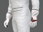 Pilot man in racing suit on metal ball