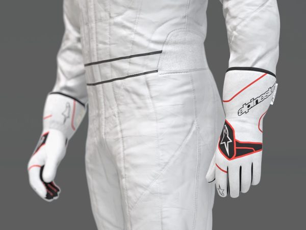 Pilot man in racing suit on metal ball