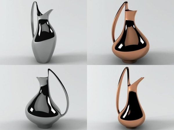 Pitchers four different vases and painting