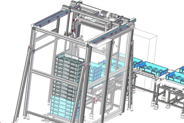 Plastic box stacking conveyor