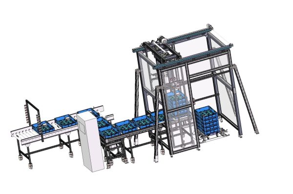 Plastic box stacking conveyor