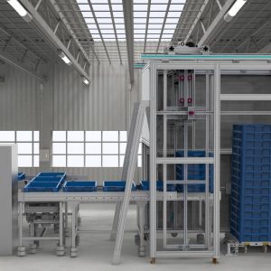 Plastic box stacking conveyor